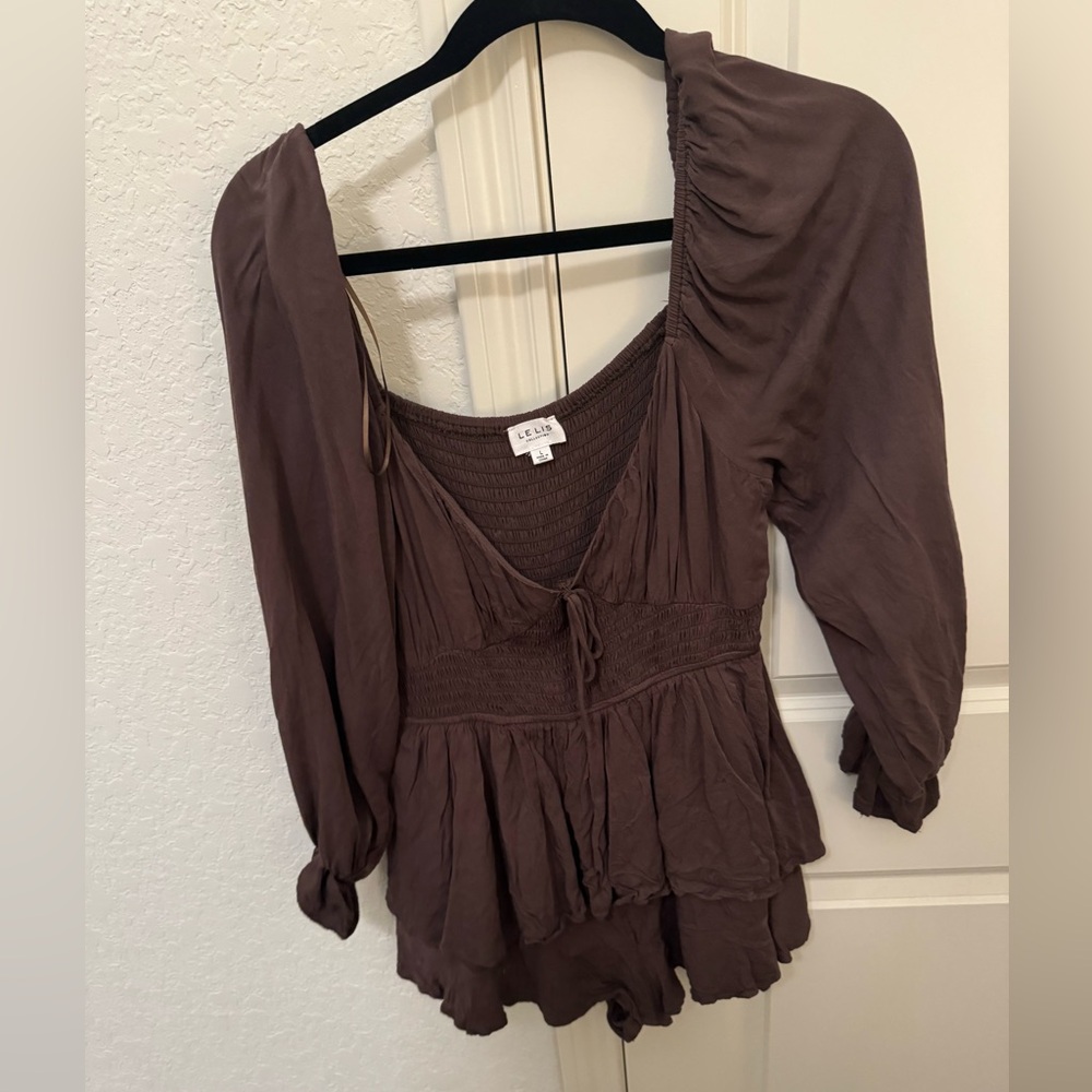 Chocolate brown v-neck romper size L
